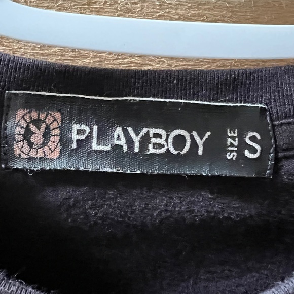 Playboy black Tee with green flocked swirl - Picture 3 of 8